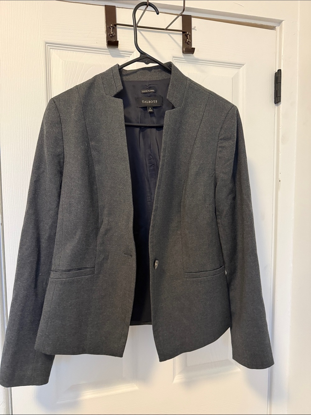 Talbots Charcoal Gray Collarless Women's Blazer Jacket